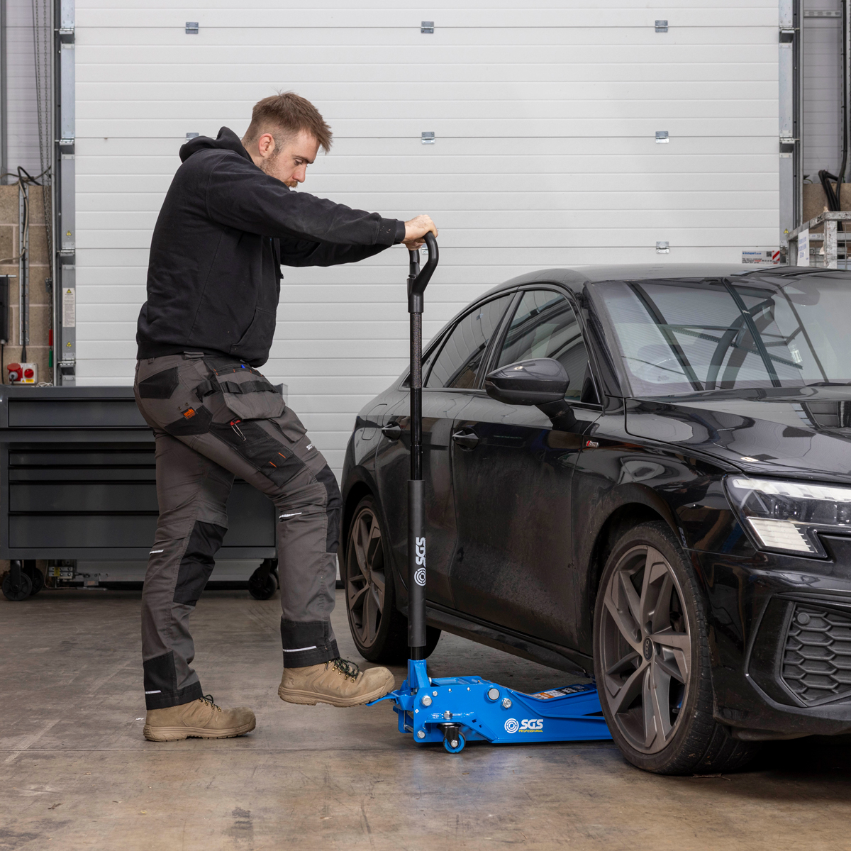 SGS Professional 3 Tonne Low Profile Trolley Jack with Foot Pump